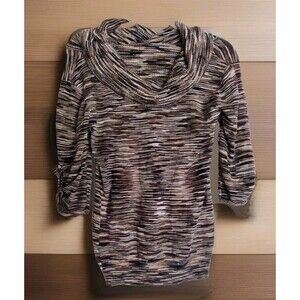 Covington Womens Blouse Top Cowl Neck Size Small S Sm Brown Geometric Fall Shirt